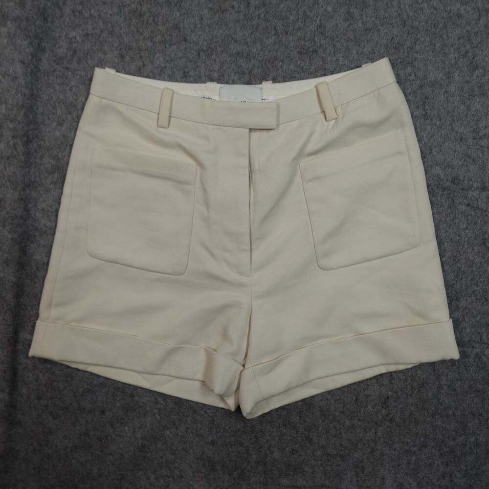 3.1 Phillip Lim Shorts Womens 8 High Waisted Flat Front Ivory 4" Wool Silk